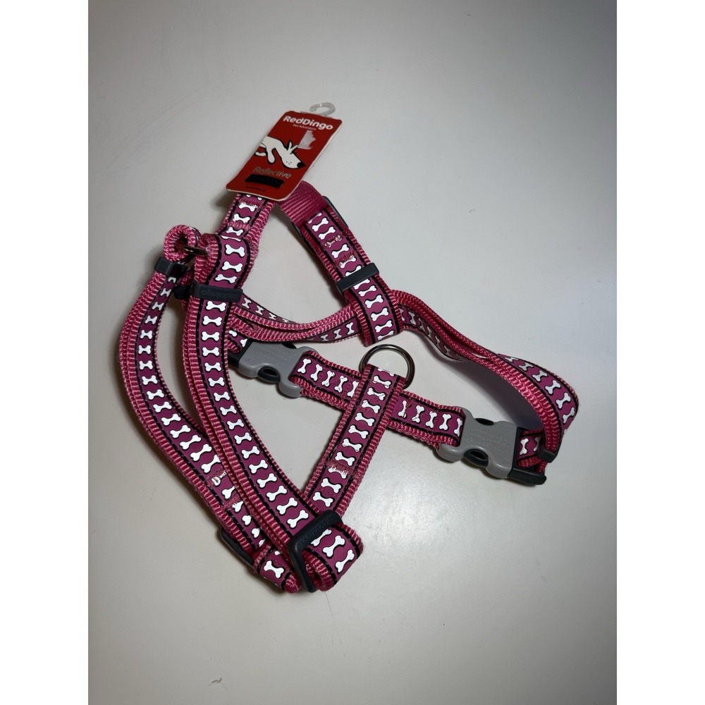 Red Dingo Dog Harness DH-RB-HP-25‎ Pink Reflective Bones Adjustable Large